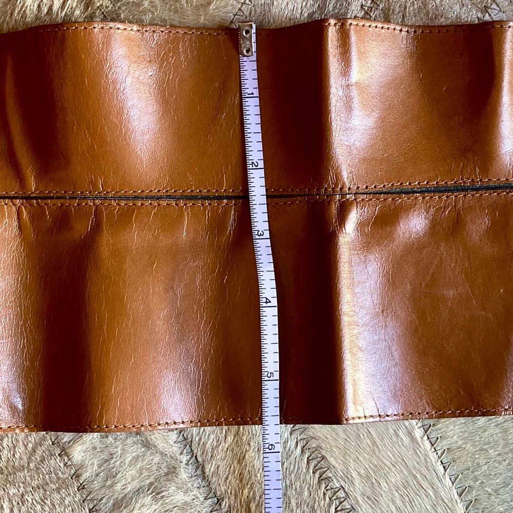 Vintage 90s YSL Brown Leather Corset Belt Large - Picture 8 of 11